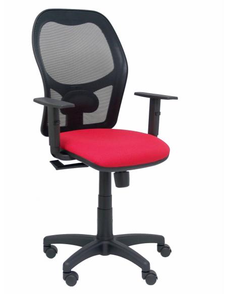 Piqueras y Crespo Silla Alocen malla negra asiento bali rojo brazos regulables