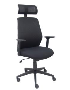 Piqueras y Crespo Silla Parolis respaldo malla negro con cabecero y asiento aran negro
