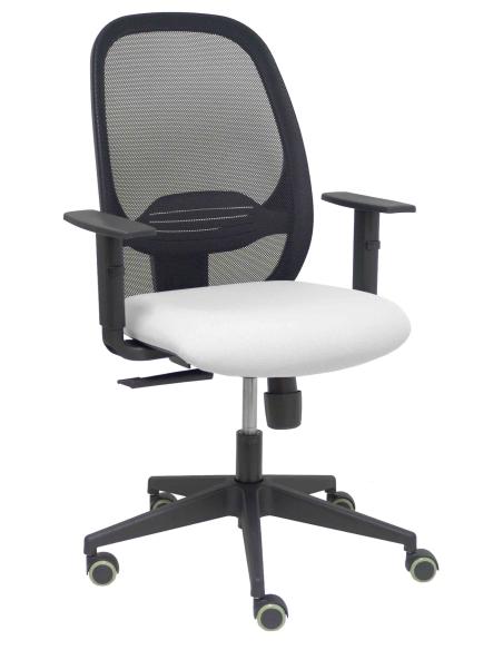 Piqueras y Crespo Silla Cilanco negra malla negra asiento bali blanco brazo regulable.