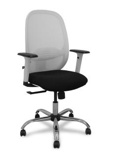 Piqueras y Crespo Silla Cilanco blanca malla blanca asiento bali negro brazo regulable base cromada ruedas de parque