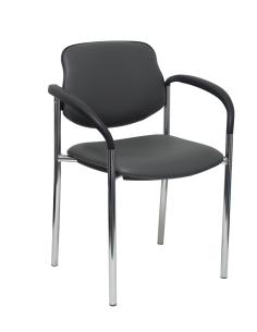 Piqueras y Crespo Silla fija Styl similpiel gris oscuro chasis cromo con brazos