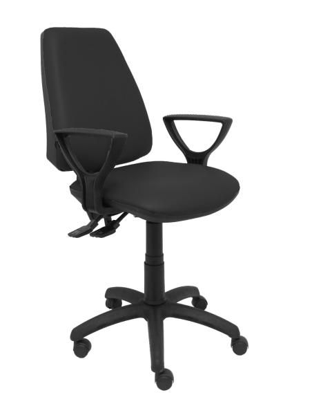 Piqueras y Crespo Silla Elche asincro similpiel negro con brazos fijos