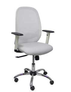 Piqueras y Crespo Silla Cilanco blanca malla blanca asto similpiel gris brazo reg. base crom RP