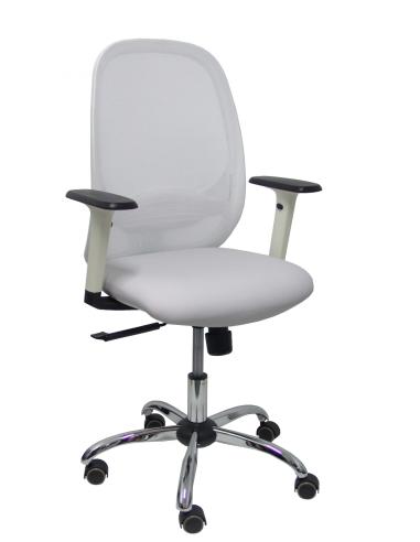 Piqueras y Crespo Silla Cilanco blanca malla blanca asto similpiel gris brazo reg. base crom RP