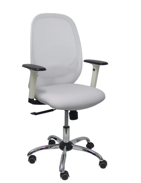 Piqueras y Crespo Silla Cilanco blanca malla blanca asto similpiel gris brazo reg. base crom RP