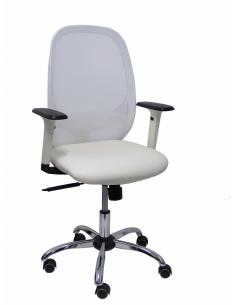 Piqueras y Crespo Silla Cilanco blanca malla blanca asto similpiel blanco brazo reg. base crom RP