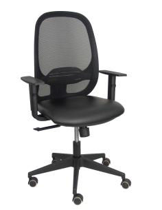Piqueras y Crespo Silla Cilanco negra malla negra asiento similpiel negro brazo regulable.