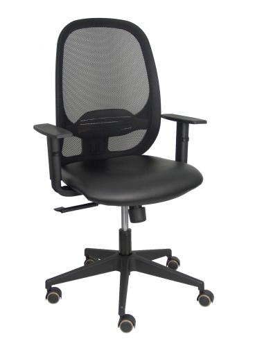 Piqueras y Crespo Silla Cilanco negra malla negra asiento similpiel negro brazo regulable.