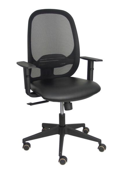 Piqueras y Crespo Silla Cilanco negra malla negra asiento similpiel negro brazo regulable.