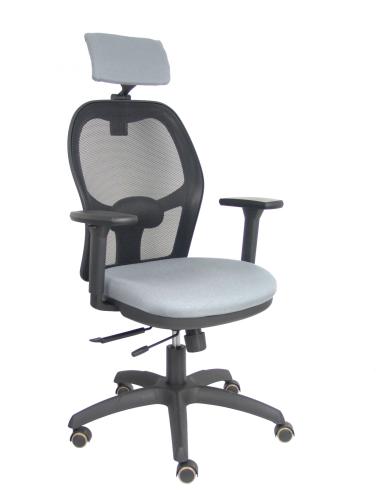 Piqueras y Crespo Silla Jorquera traslack malla negra asiento bali gris brazos 3D cabecero regulable
