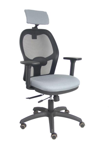 Piqueras y Crespo Silla Jorquera traslack malla negra asiento bali gris brazos 3D cabecero regulable