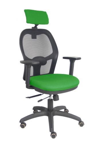 Piqueras y Crespo Silla Jorquera traslack malla negra asiento bali verde brazos 3D cabecero regulable