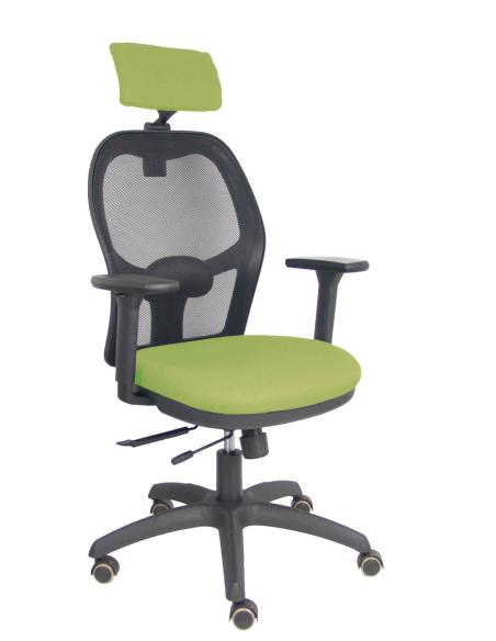 Piqueras y Crespo Silla Jorquera traslack malla negra asiento bali verde oliva brazos 3D cabecero regulable