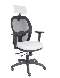 Piqueras y Crespo Silla Jorquera traslack malla negra asiento bali blanco brazos 3D cabecero regulable
