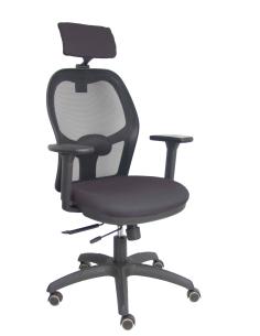 Piqueras y Crespo Silla Jorquera traslack malla negra asiento bali gris oscuro brazos 3D cabecero regulable