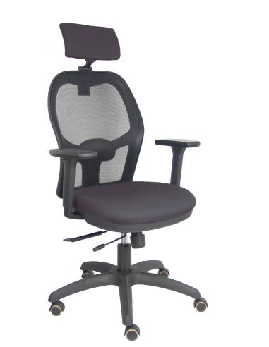Piqueras y Crespo Silla Jorquera traslack malla negra asiento bali gris oscuro brazos 3D cabecero regulable
