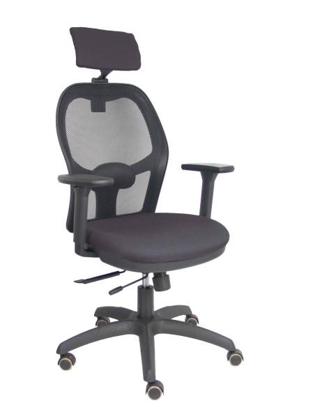Piqueras y Crespo Silla Jorquera traslack malla negra asiento bali gris oscuro brazos 3D cabecero regulable