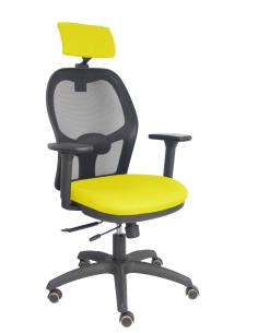 Piqueras y Crespo Silla Jorquera traslack malla negra asiento bali amarillo brazos 3D cabecero regulable