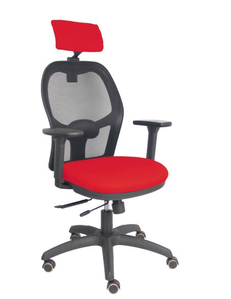 Piqueras y Crespo Silla Jorquera traslack malla negra asiento bali rojo brazos 3D cabecero regulable