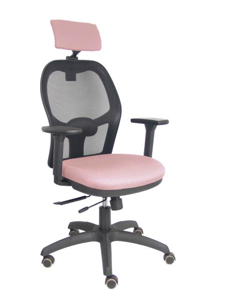 Piqueras y Crespo Silla Jorquera traslack malla negra asiento bali rosa brazos 3D cabecero regulable