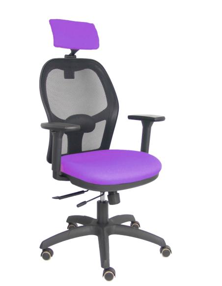 Piqueras y Crespo Silla Jorquera traslack malla negra asiento bali lila brazos 3D cabecero regulable