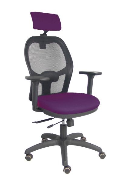 Piqueras y Crespo Silla Jorquera traslack malla negra asiento bali morado brazos 3D cabecero regulable