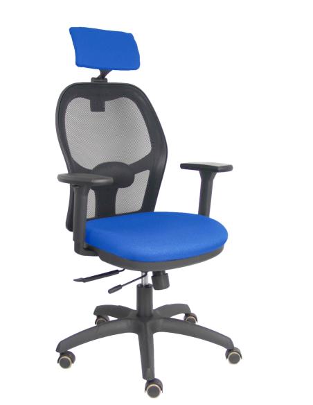 Piqueras y Crespo Silla Jorquera traslack malla negra asiento bali azul brazos 3D cabecero regulable