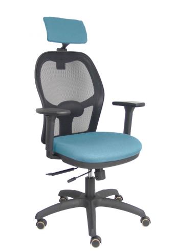 Piqueras y Crespo Silla Jorquera traslack malla negra asiento bali azul cielo brazos 3D cabecero regulable