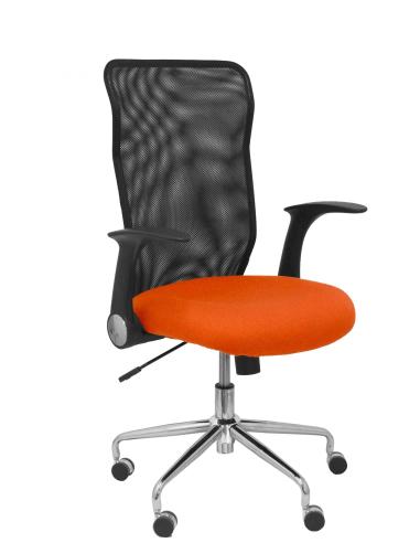 Piqueras y Crespo Silla Minaya respaldo malla negro asiento bali naranja oscuro