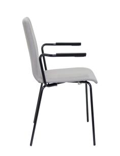 Piqueras y Crespo Pack 4 sillas Cafe VII era gris chasis negro con brazos