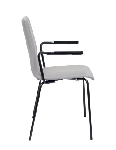 Piqueras y Crespo Pack 4 sillas Cafe VII era gris chasis negro con brazos