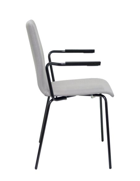 Piqueras y Crespo Pack 4 sillas Cafe VII era gris chasis negro con brazos