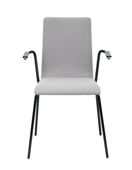Piqueras y Crespo Pack 4 sillas Cafe VII era gris chasis negro con brazos