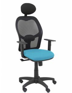 Piqueras y Crespo Silla Alocén malla negra asiento bali azul cielo brazos regulables cabecero fijo