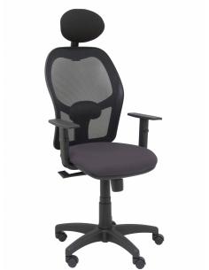 Piqueras y Crespo Silla Alocén malla negra asiento bali gris oscuro brazos regulables cabecero fijo