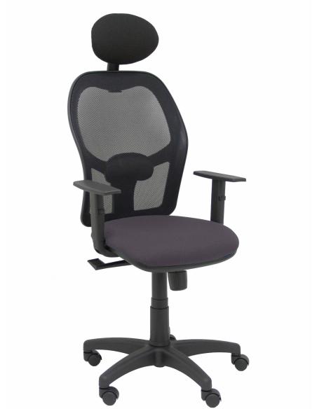 Piqueras y Crespo Silla Alocén malla negra asiento bali gris oscuro brazos regulables cabecero fijo