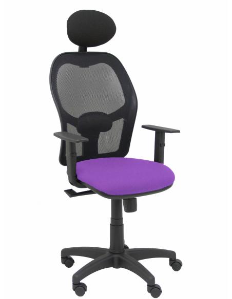 Piqueras y Crespo Silla Alocén malla negra asiento bali lila brazos regulables cabecero fijo