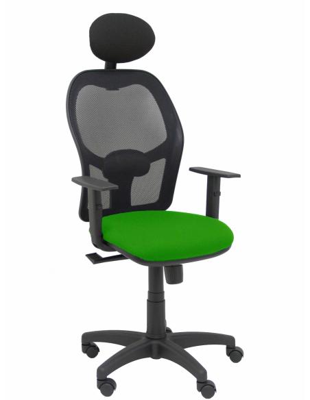 Piqueras y Crespo Silla Alocén malla negra asiento bali verde brazos regulables cabecero fijo
