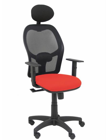 Piqueras y Crespo Silla Alocén malla negra asiento bali naranja oscuro brazos regulables cabecero fijo