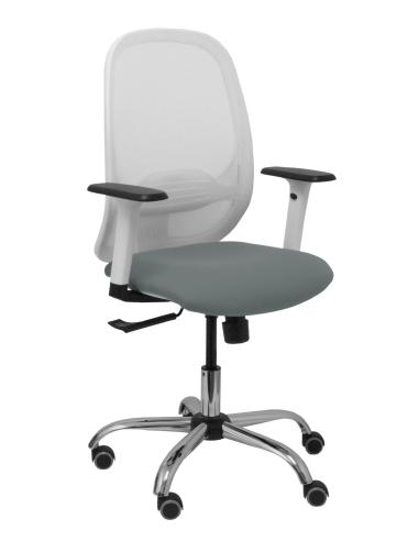 Piqueras y Crespo Silla Cilanco blanca malla blanca asiento bali gris brazo regulable base cromada ruedas de parque