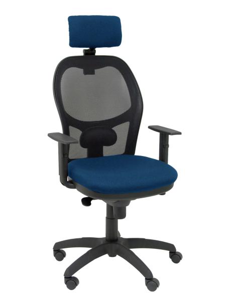 Piqueras y Crespo Silla Jorquera malla negra asiento bali azul marino cabecero regulable