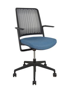Piqueras y Crespo Silla WithMe negra asiento blazer azul petróleo