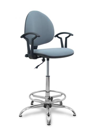 Piqueras y Crespo Taburete Smart micro gris brazos fijos base cromada y topes