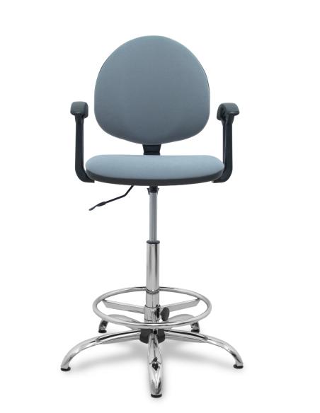 Piqueras y Crespo Taburete Smart micro gris brazos fijos base cromada y topes