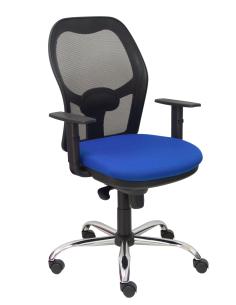 Piqueras y Crespo Silla Jorquera malla negra asiento bali azul brazos regulables base cromada