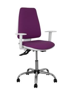 Piqueras y Crespo Silla Elche blanca asincro bali morado brazos regulables ruedas de parqué