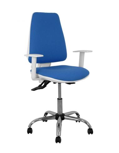 Piqueras y Crespo Silla Elche blanca asincro bali azul brazos regulables ruedas de parqué