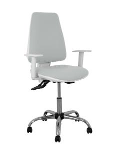 Piqueras y Crespo Silla Elche blanca asincro bali gris claro brazos regulables ruedas de parqué