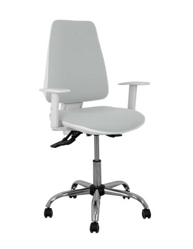 Piqueras y Crespo Silla Elche blanca asincro bali gris claro brazos regulables ruedas de parqué
