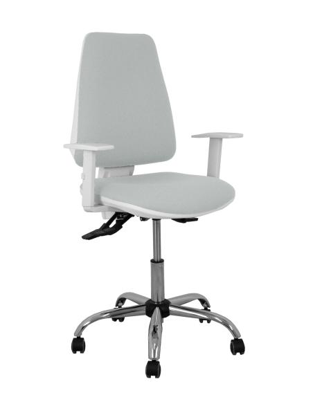 Piqueras y Crespo Silla Elche blanca asincro bali gris claro brazos regulables ruedas de parqué